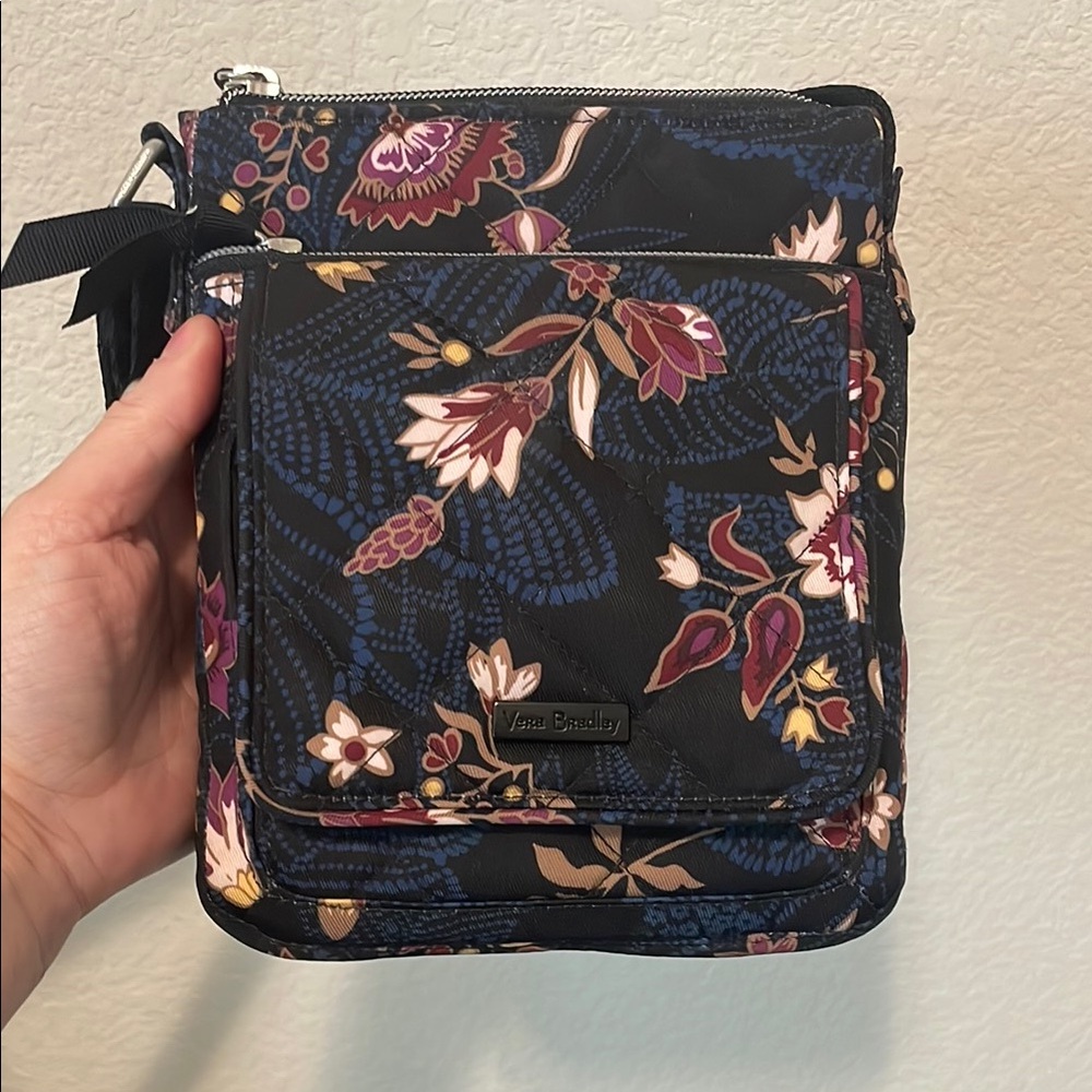 Vera Bradley Black and Pink Floral Crossbody Bag